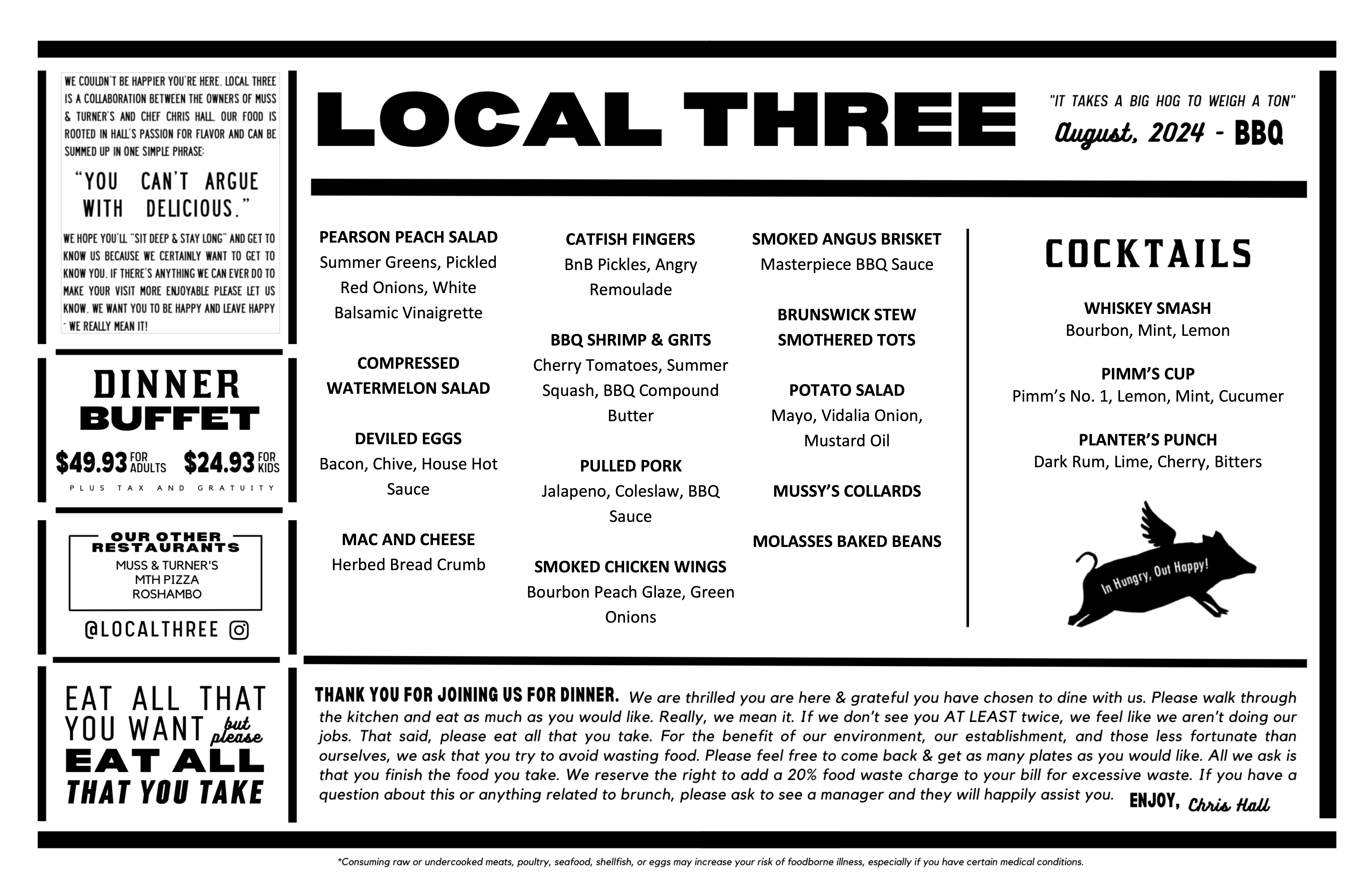 Sunday Night Dinner Buffet (BBQ) - Local Three